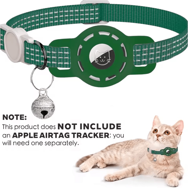 TrackSafe AirTag Cat Collar With Reflective Breakaway Design Bell 4