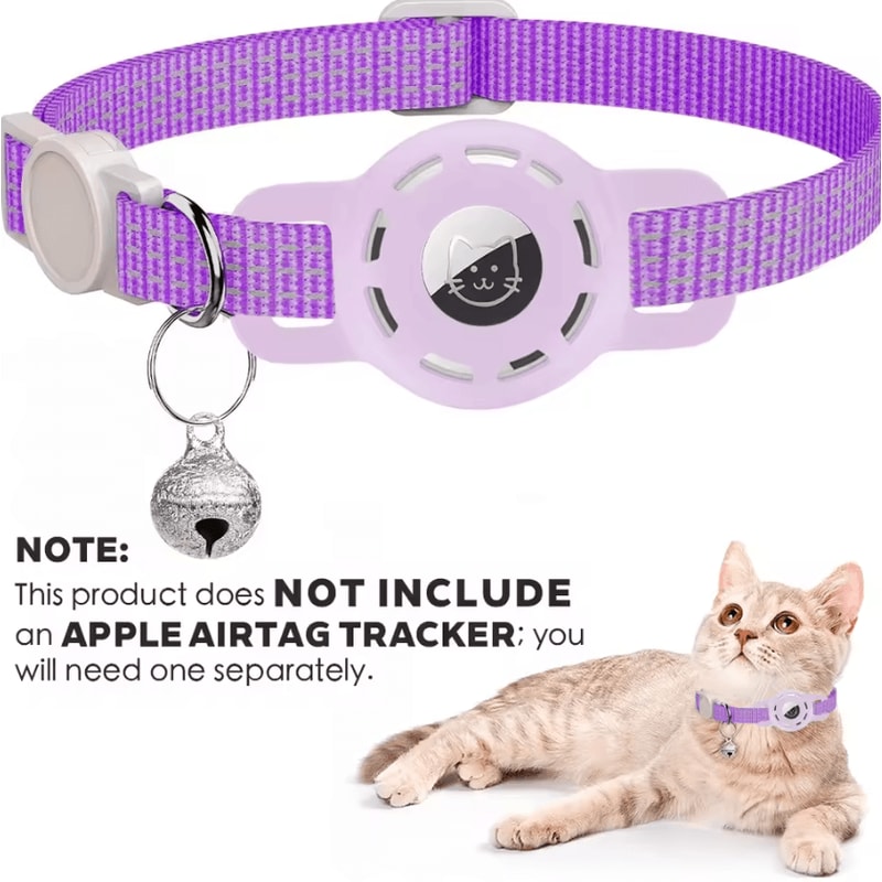 TrackSafe AirTag Cat Collar With Reflective Breakaway Design Bell 6