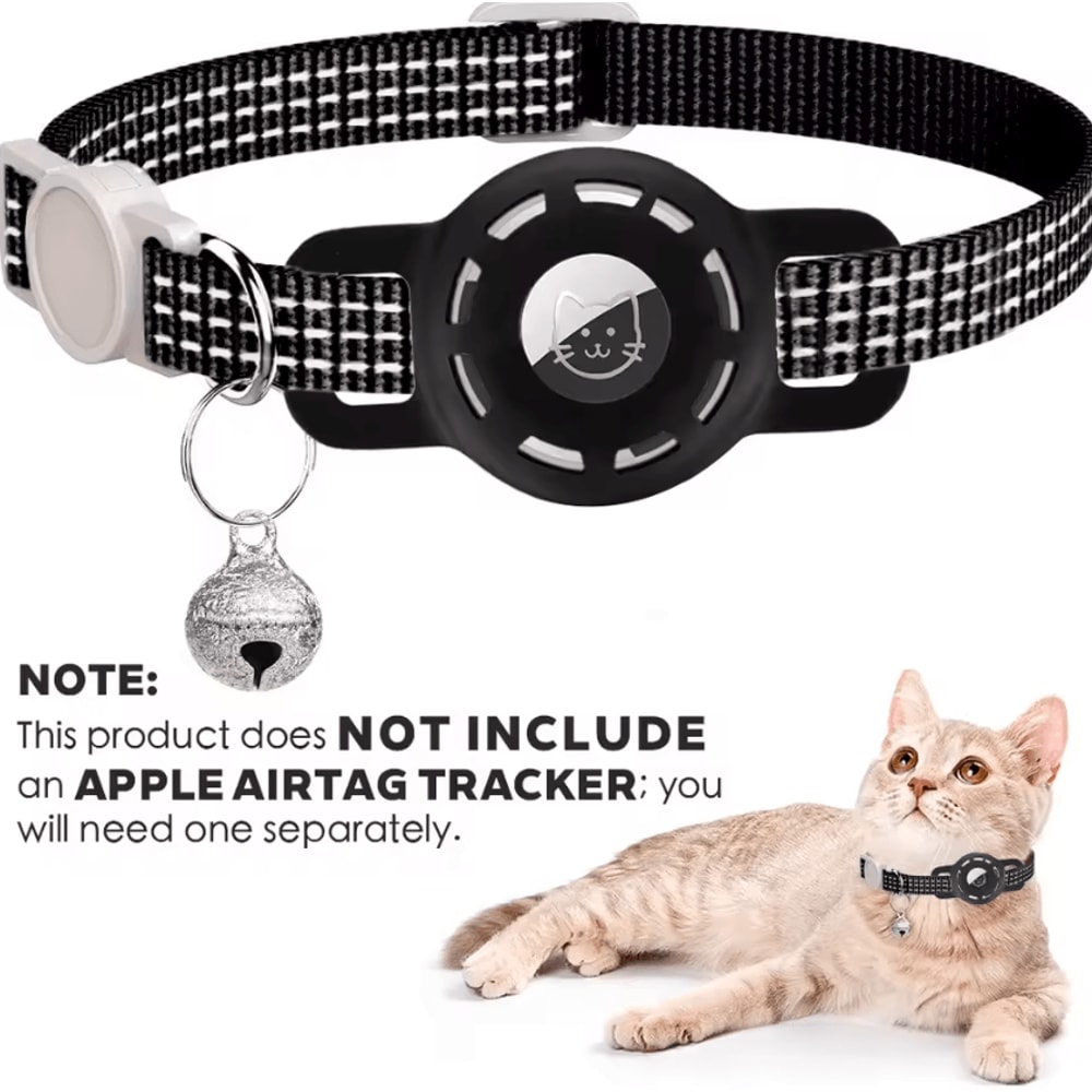 TrackSafe AirTag Cat Collar With Reflective Breakaway Design Bell 8