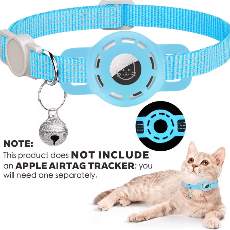 TrackSafe AirTag Cat Collar With Reflective Breakaway Design Bell 11
