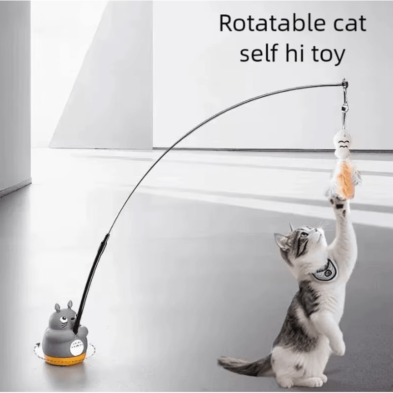 SpinWhisk 360 Rotating Cat Teaser Toy With Bell Dragon Totoro Design 1