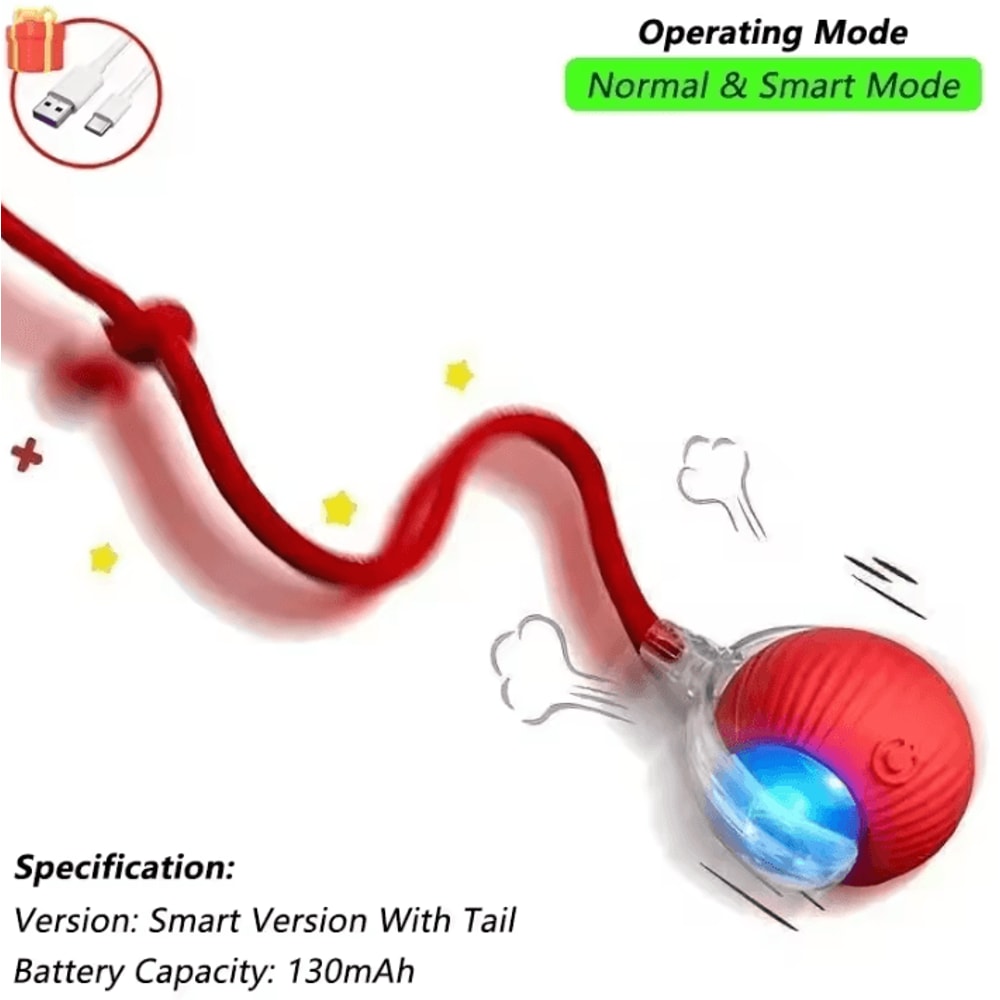 SmartTail Automatic Rolling Cat Ball Toy With Interactive Moving Tail 3