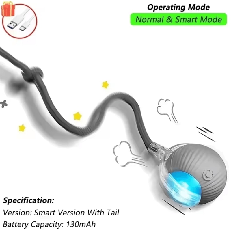 SmartTail Automatic Rolling Cat Ball Toy With Interactive Moving Tail 4