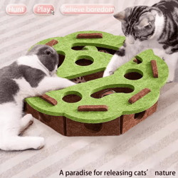 cleverpaws felt cat puzzle scratcher maze toy with bell