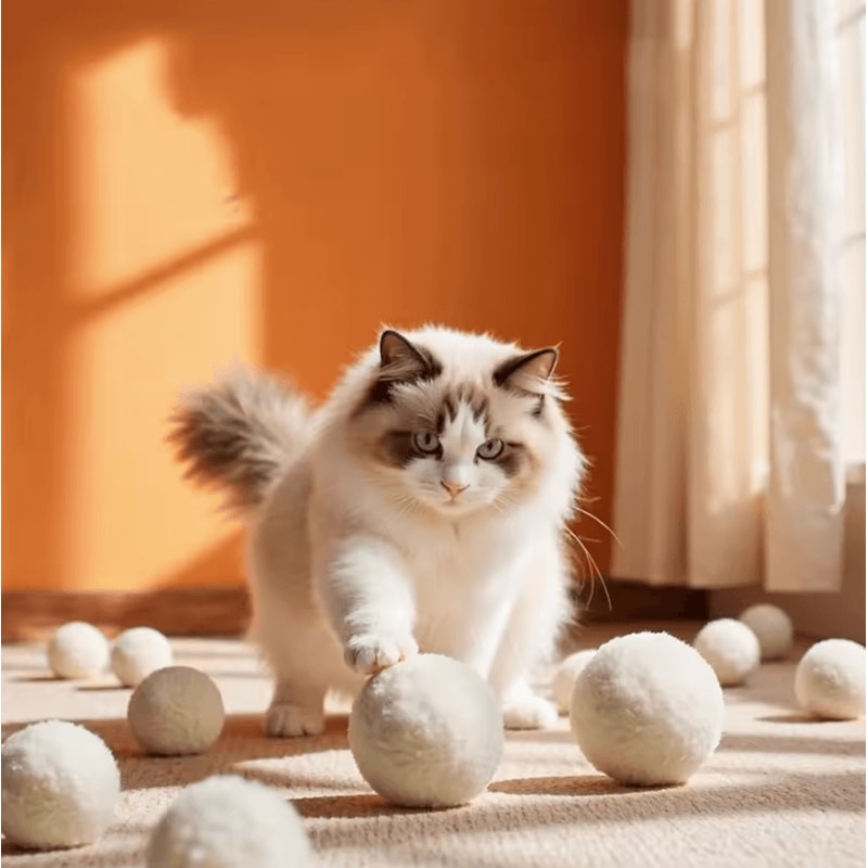 QuietPounce Silent Wool Ball Cat Toy For Chasing Chewing Fun 3