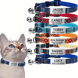 bohocharm personalized breakaway cat collar with bell & custom id tag