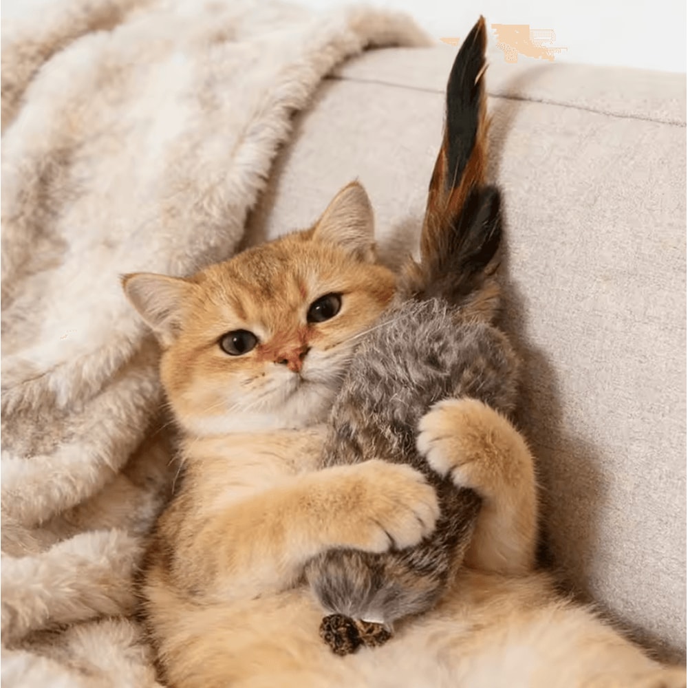 Fluffy Bunny Fur Cat Kicker Toy Interactive Plush Hunting Toy For Indoor Cats 2