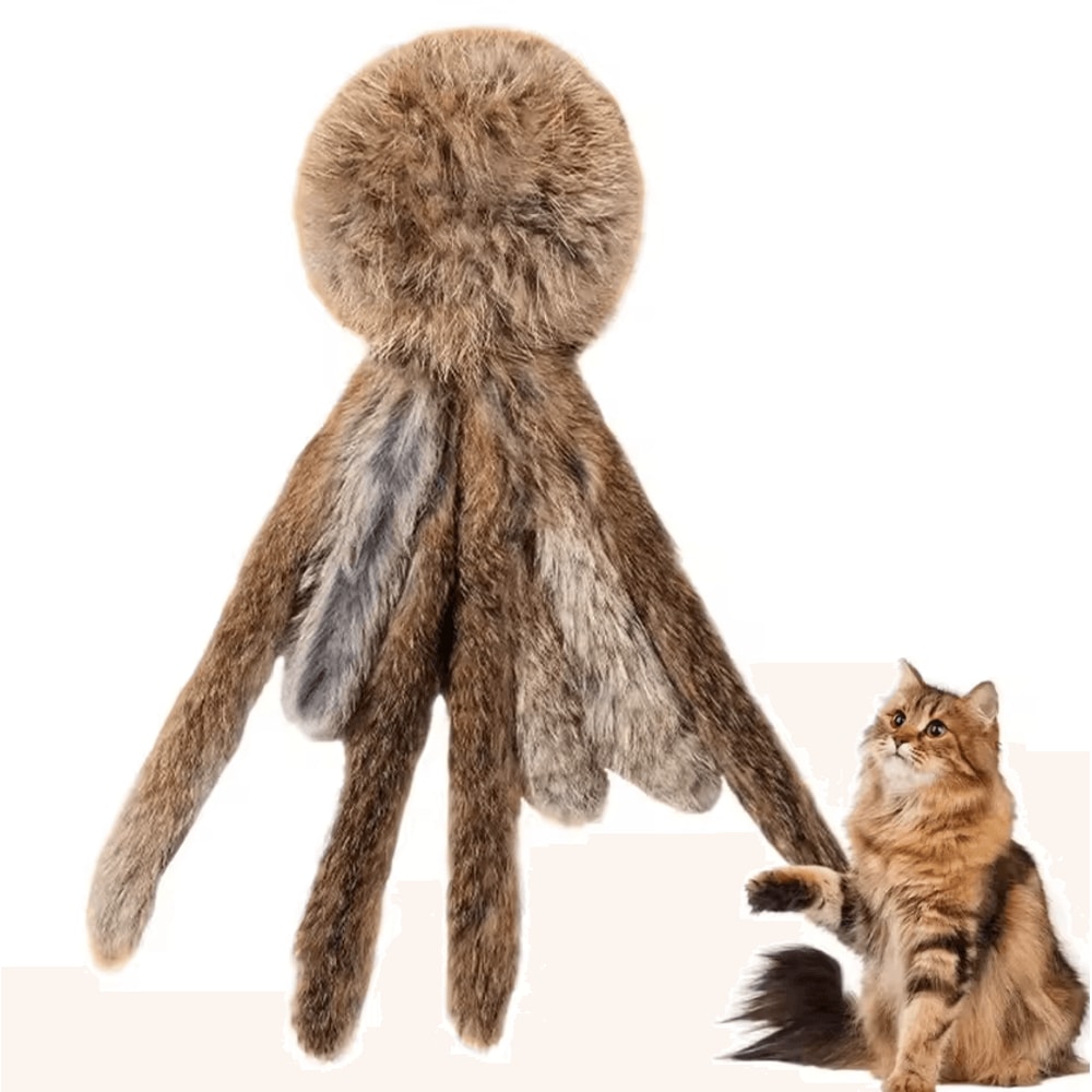 Fluffy Bunny Fur Cat Kicker Toy Interactive Plush Hunting Toy For Indoor Cats 4