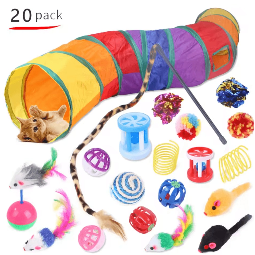 Ultimate Kitten Play Pack Interactive Cat Toy Variety Set With Wand Sisal Mouse Bell Balls 3