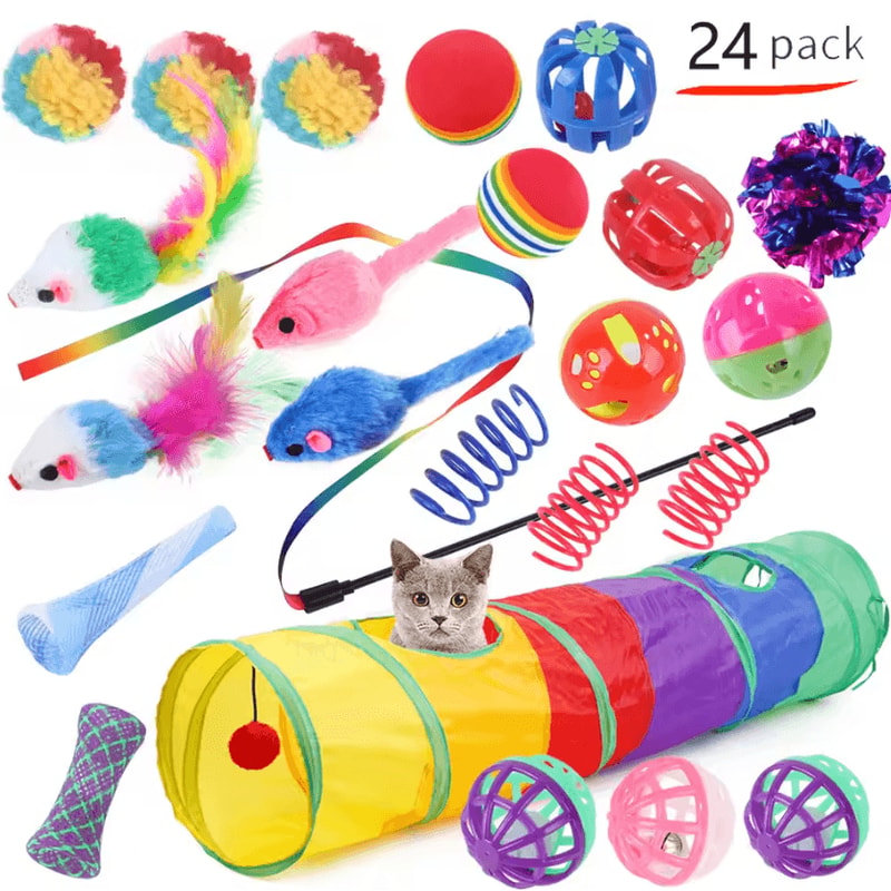 Ultimate Kitten Play Pack Interactive Cat Toy Variety Set With Wand Sisal Mouse Bell Balls 5