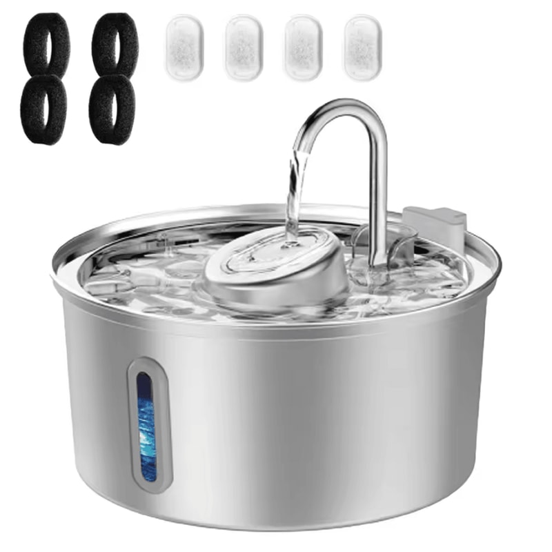 PureFlow 32L Stainless Steel Pet Water Fountain Automatic Filtered Drinking Station For Cats Dogs 3