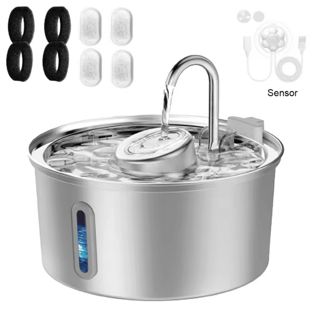 PureFlow 32L Stainless Steel Pet Water Fountain Automatic Filtered Drinking Station For Cats Dogs 4