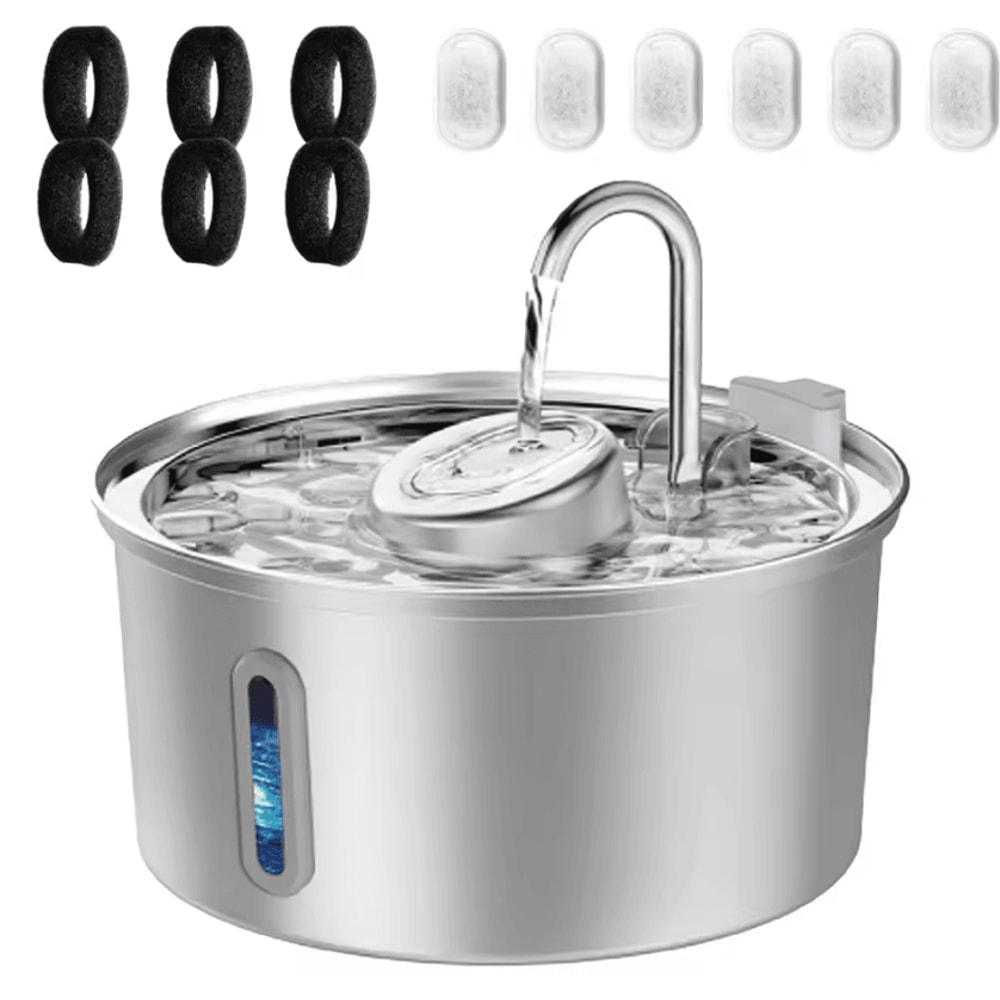 PureFlow 32L Stainless Steel Pet Water Fountain Automatic Filtered Drinking Station For Cats Dogs 5