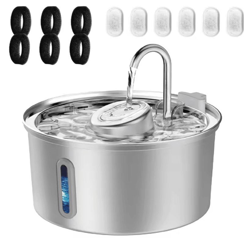 PureFlow 32L Stainless Steel Pet Water Fountain Automatic Filtered Drinking Station For Cats Dogs 5