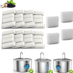 pureflow fountain filter replacement set – 8 water filters & 4 pump sponges for ty09/ty10 pet fountains