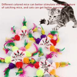 feathermouse mini cat toy set – colorful interactive hunting toys for kittens & cats