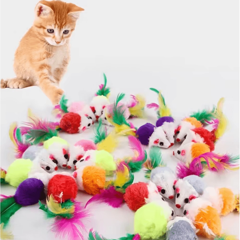 FeatherMouse Mini Cat Toy Set Colorful Interactive Hunting Toys For Kittens Cats 3