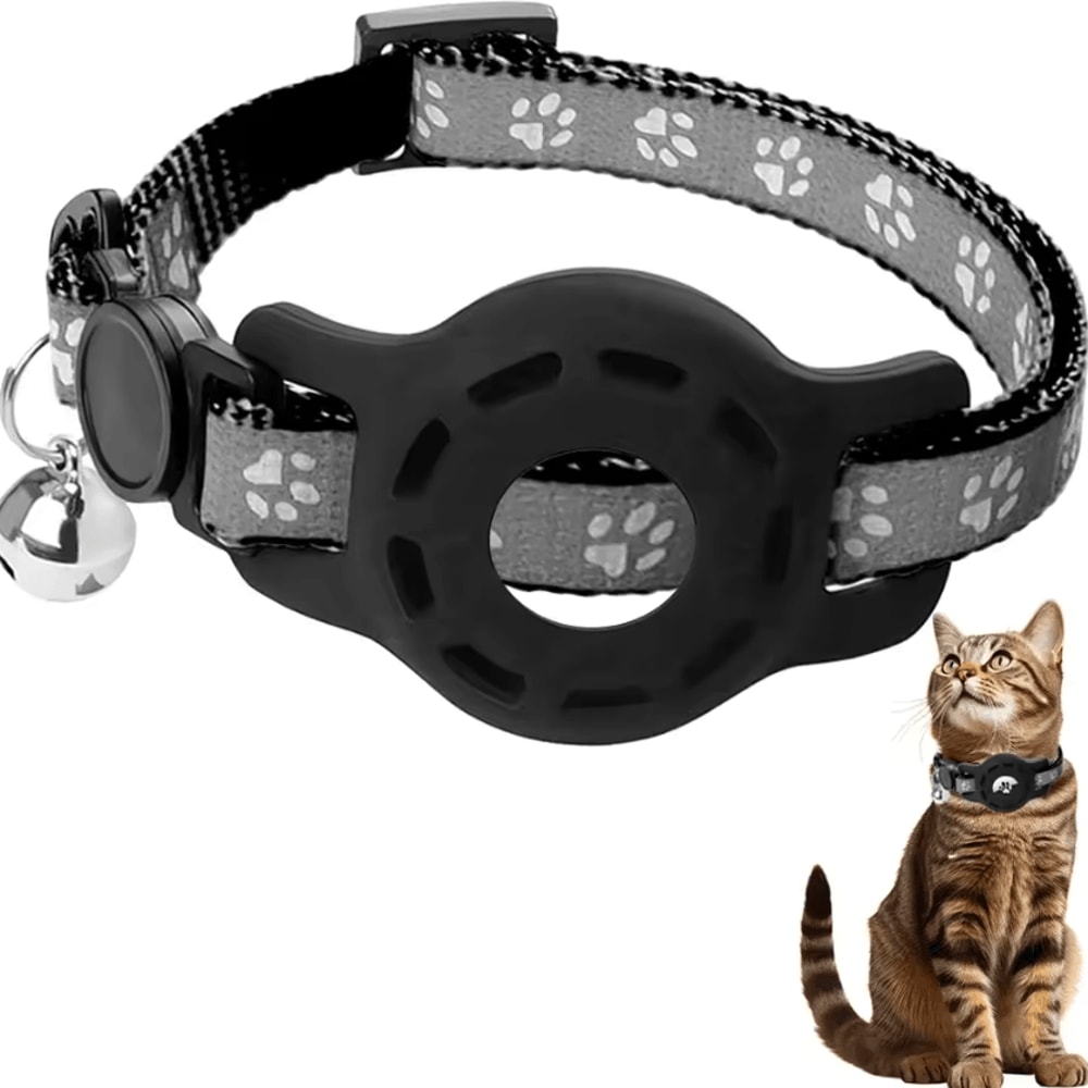 SafeTrack AirTag Cat Collar Adjustable AntiLost Collar With Secure AirTag Holder Bell 2