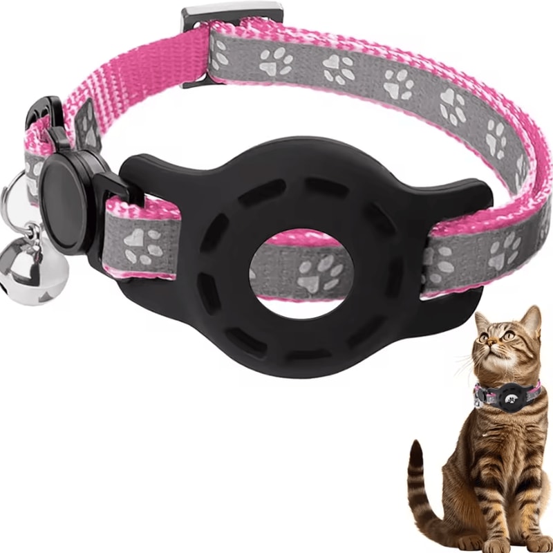SafeTrack AirTag Cat Collar Adjustable AntiLost Collar With Secure AirTag Holder Bell 3