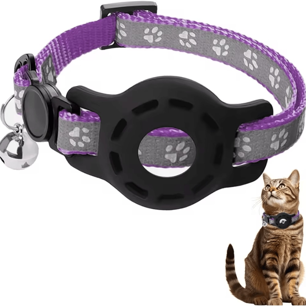 SafeTrack AirTag Cat Collar Adjustable AntiLost Collar With Secure AirTag Holder Bell 4