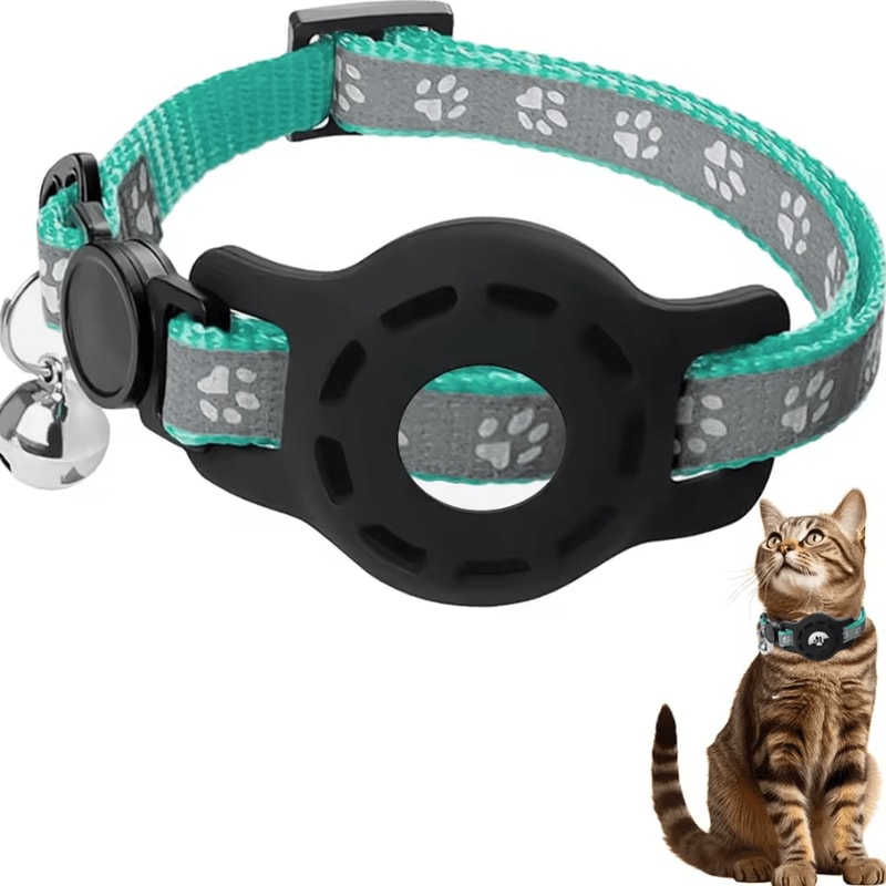 SafeTrack AirTag Cat Collar Adjustable AntiLost Collar With Secure AirTag Holder Bell 6