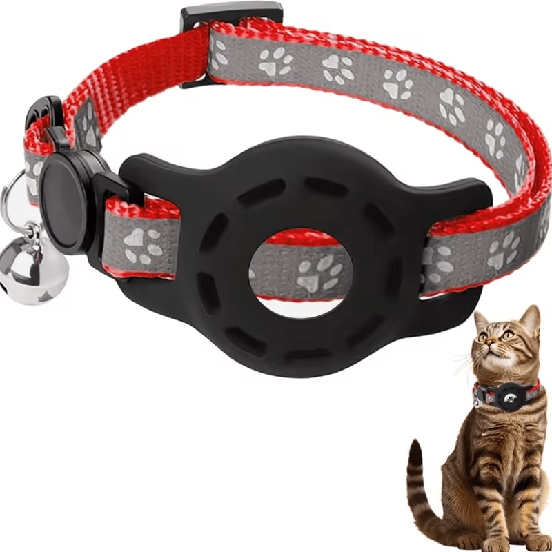 SafeTrack AirTag Cat Collar Adjustable AntiLost Collar With Secure AirTag Holder Bell 7