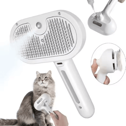 steamgroom 3-in-1 pet brush – electric spray massage & deshedding comb for cats & dogs