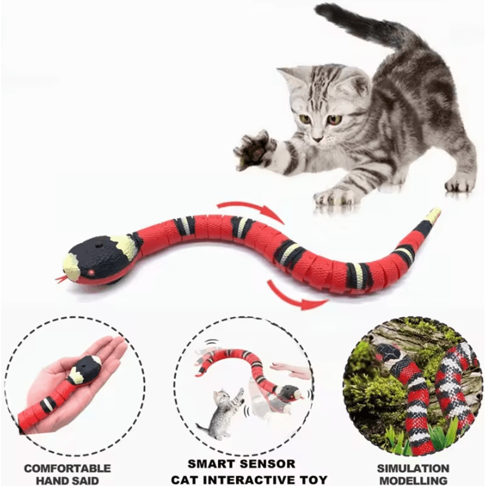 RoboSnake Interactive Cat Toy Smart Sensing USB Rechargeable Moving Snake For Cats Dogs 0