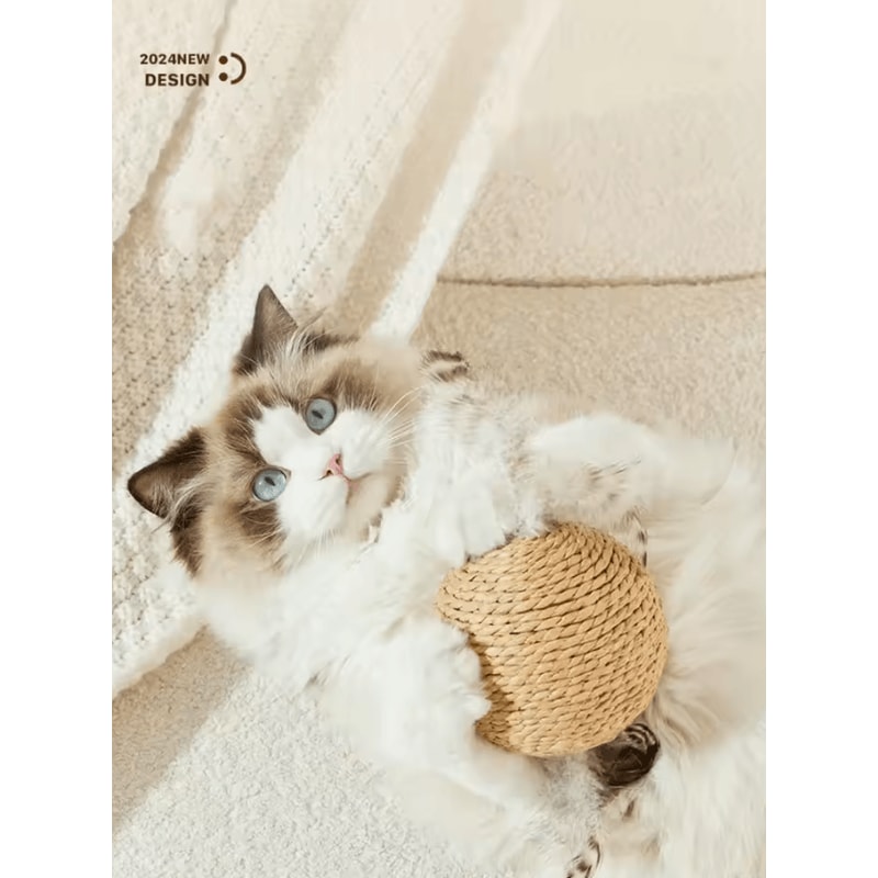 Sisal Crunch Scratching Ball Interactive Cat Toy For Chewing Scratching Dental Play 1