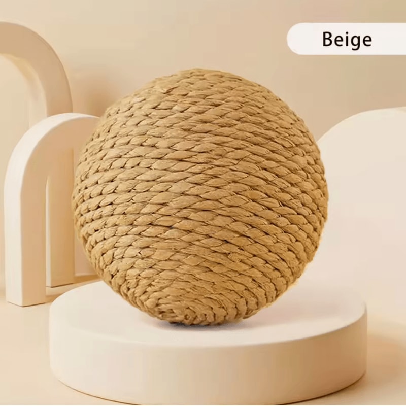 Sisal Crunch Scratching Ball Interactive Cat Toy For Chewing Scratching Dental Play 3