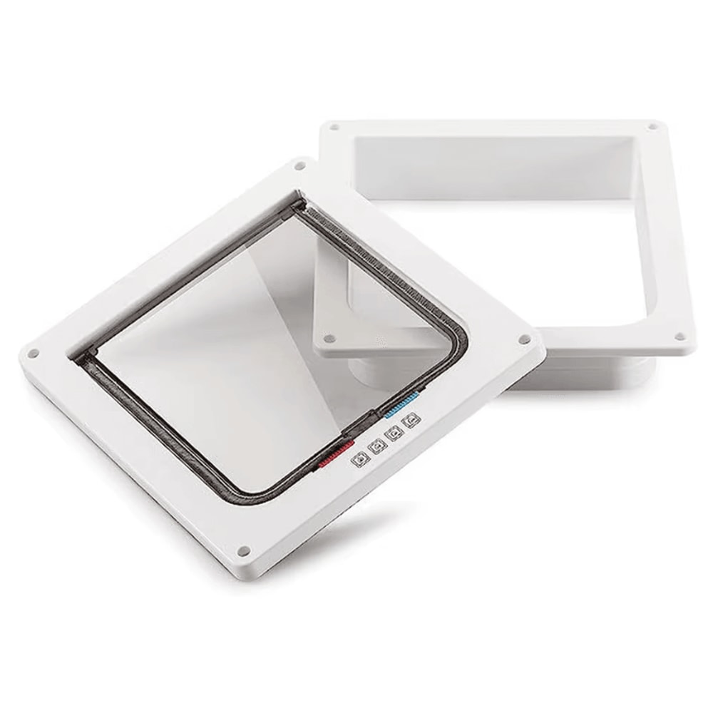 SecurePass 4Way Locking Pet Door Transparent Cat Puppy Flap For Easy Indoor Outdoor Access 0