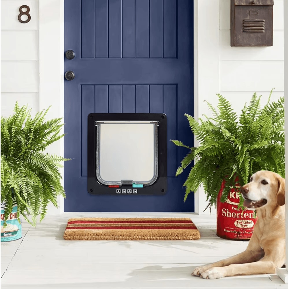 SecurePass 4Way Locking Pet Door Transparent Cat Puppy Flap For Easy Indoor Outdoor Access 2