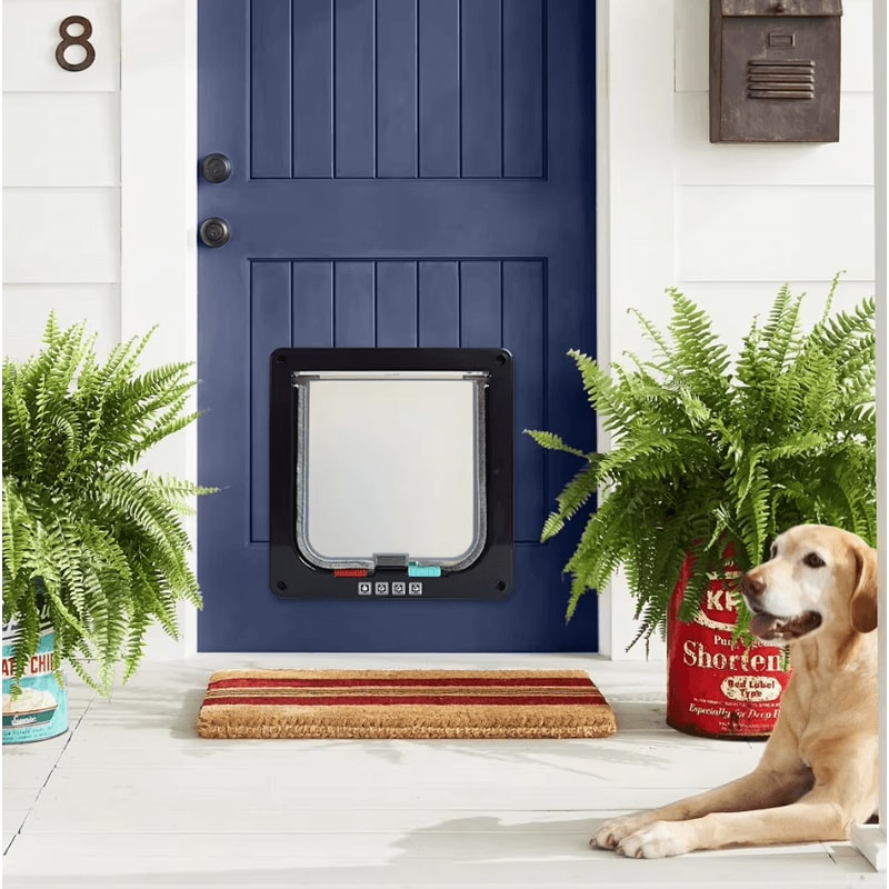 SecurePass 4Way Locking Pet Door Transparent Cat Puppy Flap For Easy Indoor Outdoor Access 2