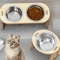 ElevateDine 2in1 Stainless Steel Pet Feeding Bowl Set AntiTip Raised Bowls With Wooden Stand 0