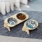 ElevateDine 2in1 Stainless Steel Pet Feeding Bowl Set AntiTip Raised Bowls With Wooden Stand 3