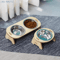 ElevateDine 2in1 Stainless Steel Pet Feeding Bowl Set AntiTip Raised Bowls With Wooden Stand 3