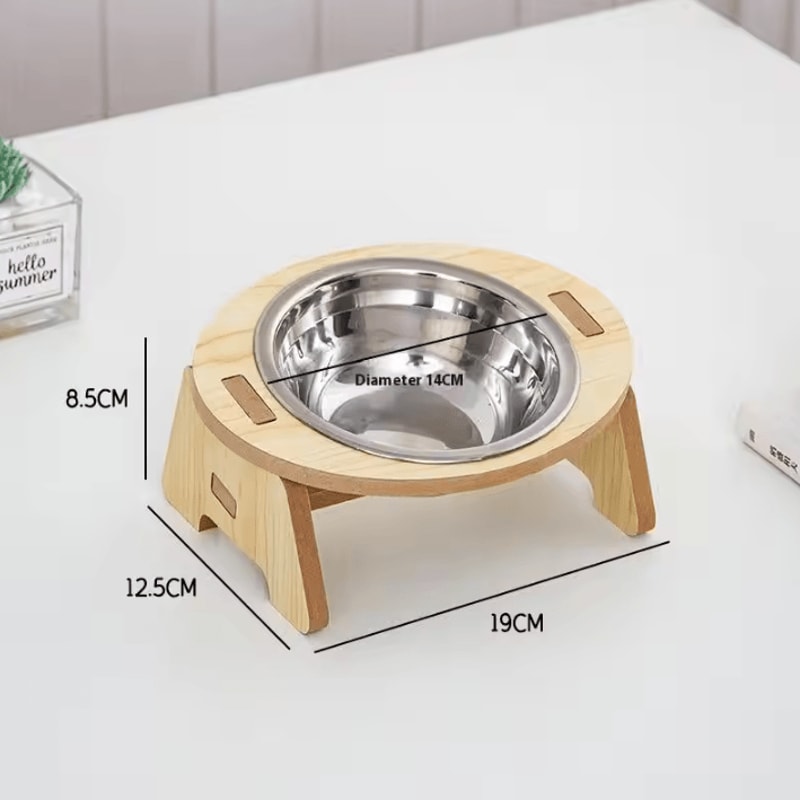 ElevateDine 2in1 Stainless Steel Pet Feeding Bowl Set AntiTip Raised Bowls With Wooden Stand 4
