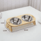ElevateDine 2in1 Stainless Steel Pet Feeding Bowl Set AntiTip Raised Bowls With Wooden Stand 5
