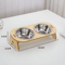 ElevateDine 2in1 Stainless Steel Pet Feeding Bowl Set AntiTip Raised Bowls With Wooden Stand 5