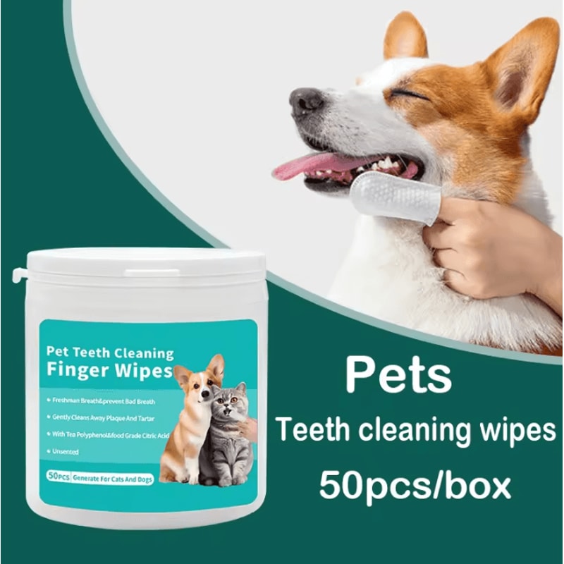 FreshPaw Dental Finger Wipes Disposable Pet Teeth Cleaning Wipes For Dogs Cats 0
