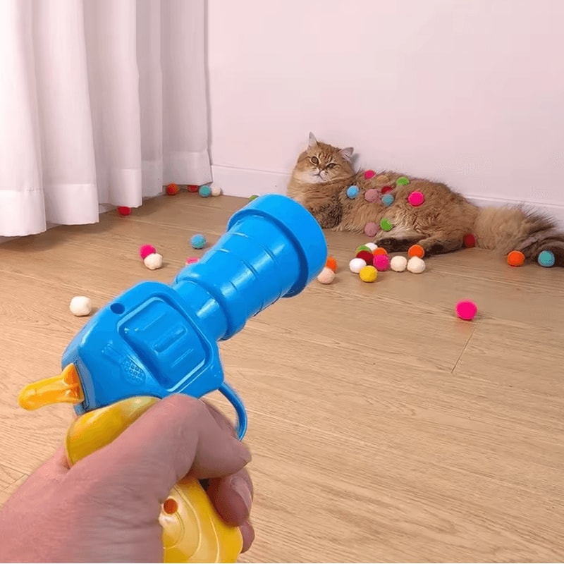 PounceBlaster Interactive Cat Toy Launcher Plush Ball Shooting Game For Indoor Cats 2