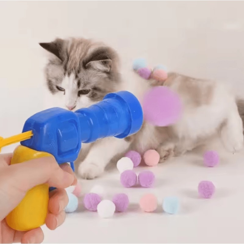 PounceBlaster Interactive Cat Toy Launcher Plush Ball Shooting Game For Indoor Cats 3