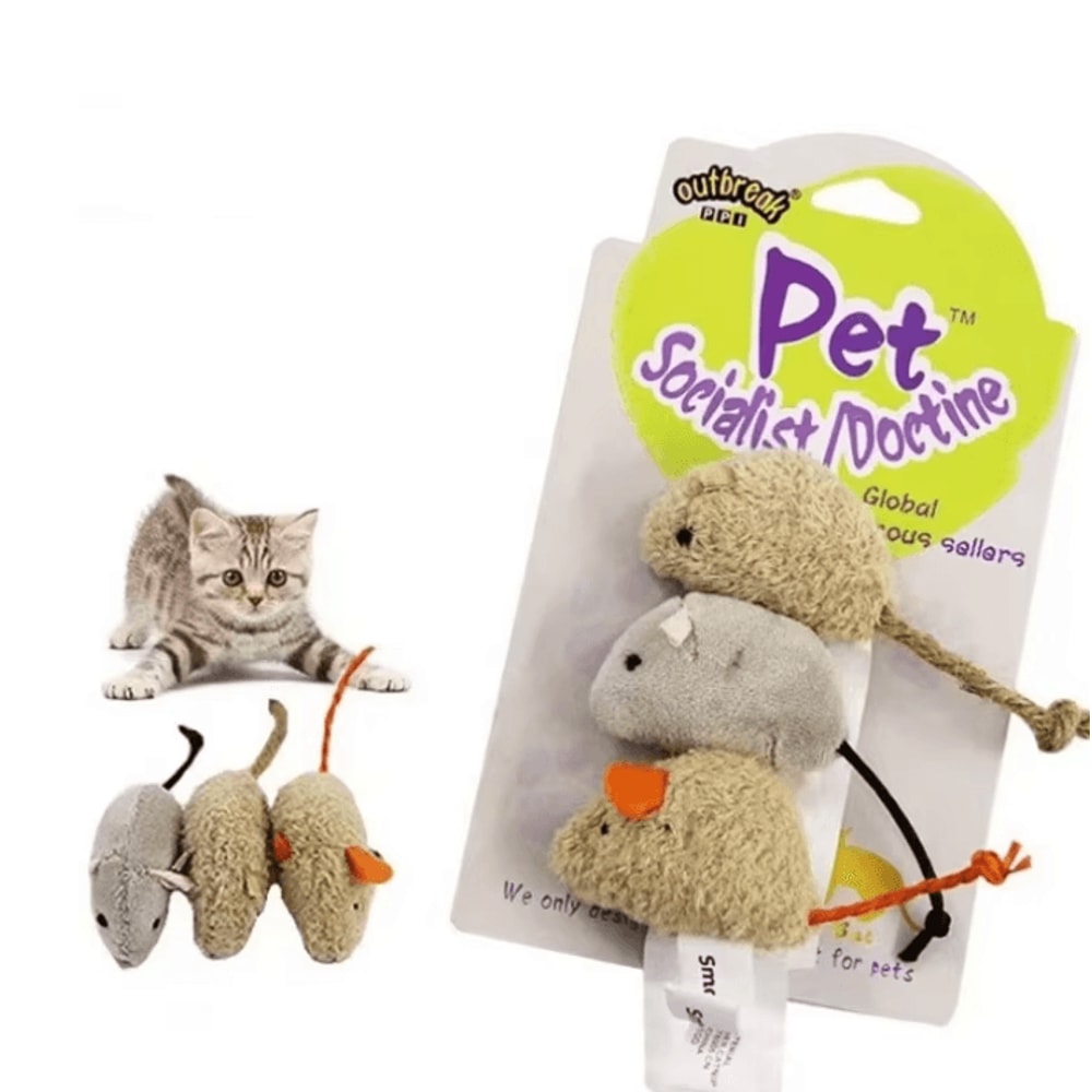 HuntPounce Plush Mouse Cat Toy Set Interactive BiteResistant Mice For Cats Kittens 0