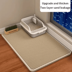 cleanpaws xl honeycomb cat litter mat – double-layer waterproof litter trapping mat