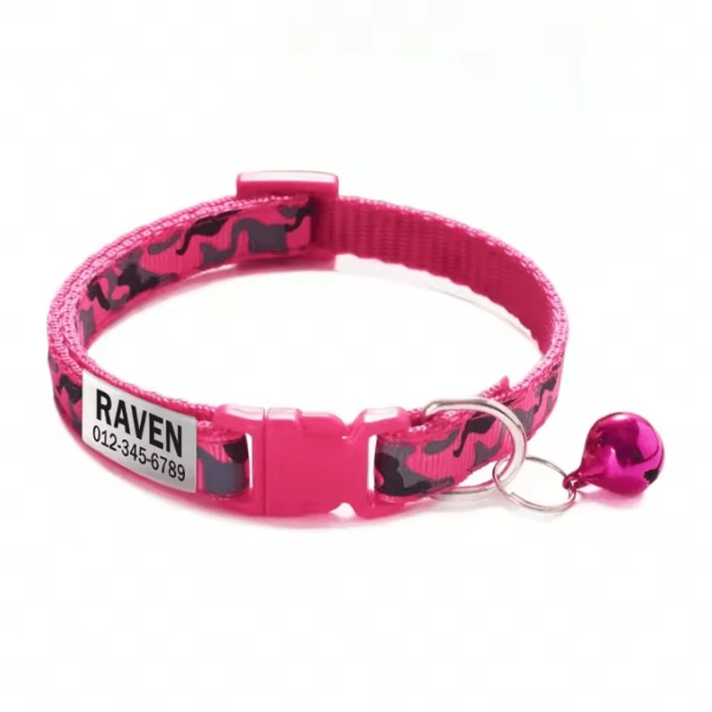 CamoPaws Personalized Pet Collar Custom Name ID Collar With Bell For Cats Small Dogs 2