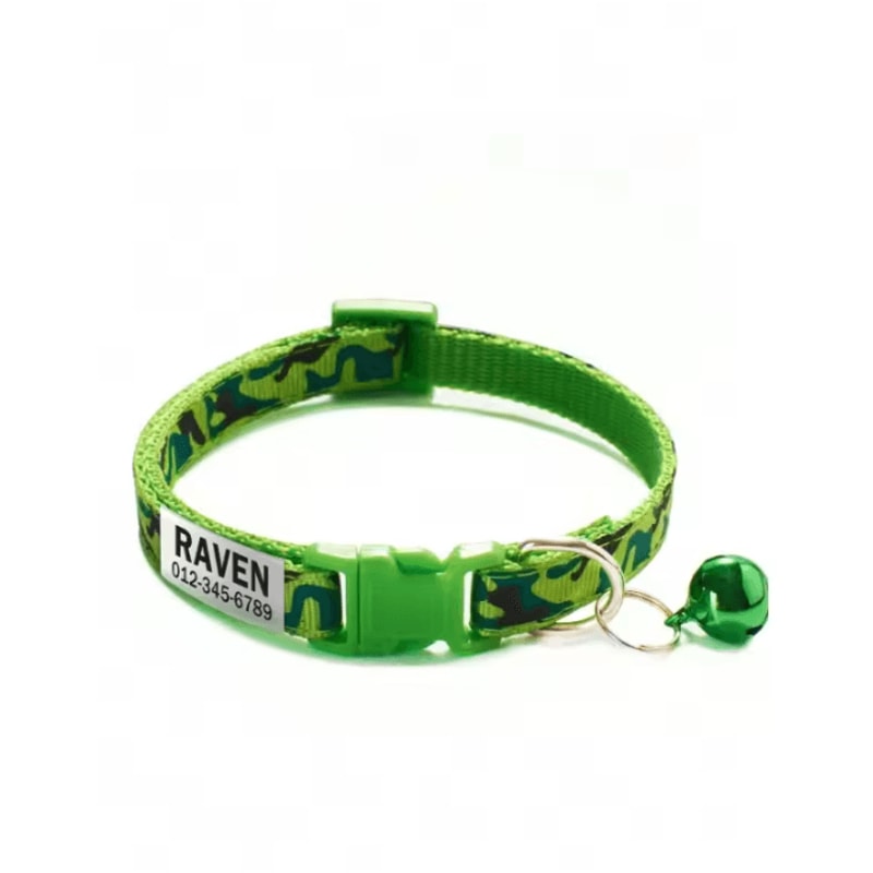 CamoPaws Personalized Pet Collar Custom Name ID Collar With Bell For Cats Small Dogs 4