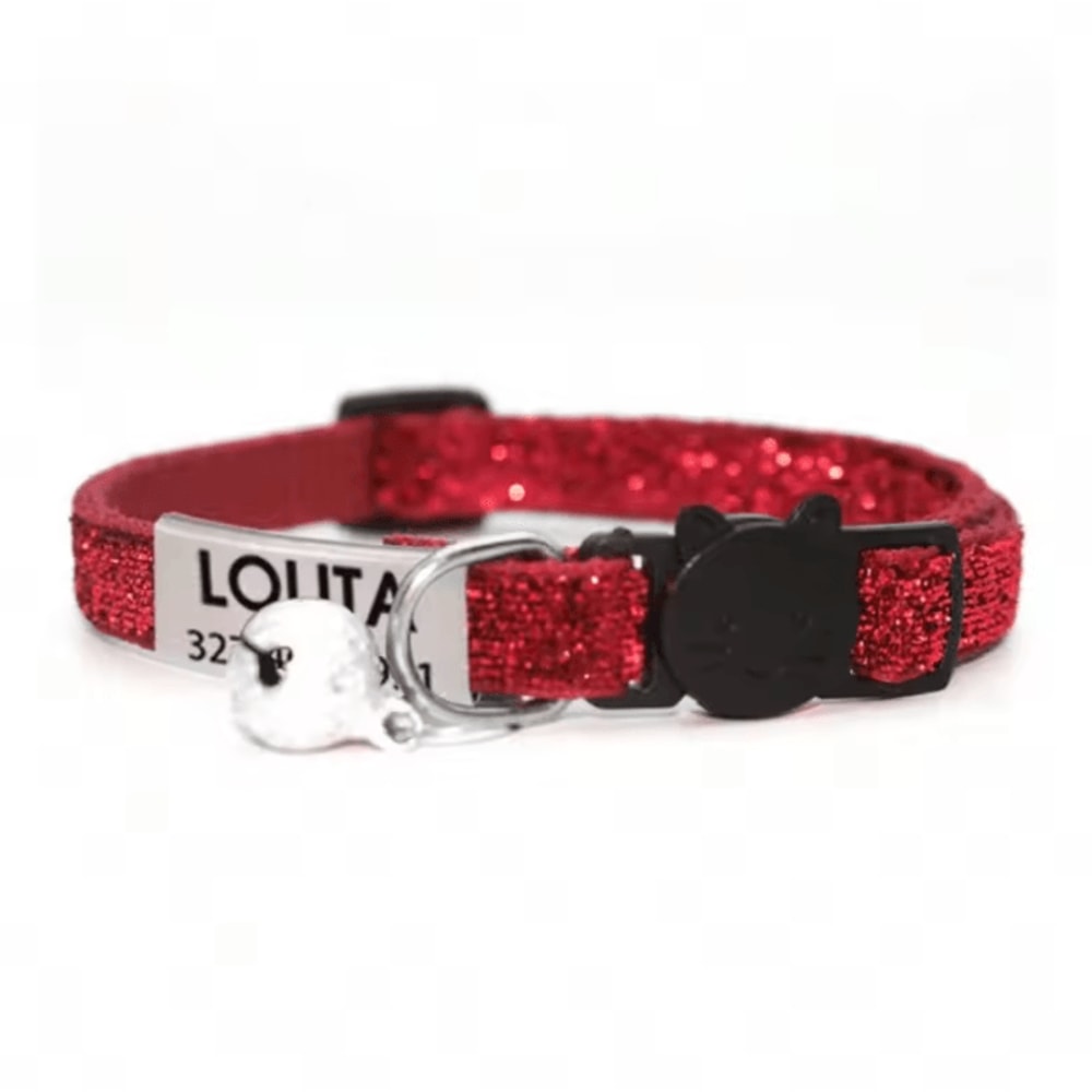SparkleSafe Personalized Glitter Cat Collar Custom Engraved Breakaway Collar With Bell 10
