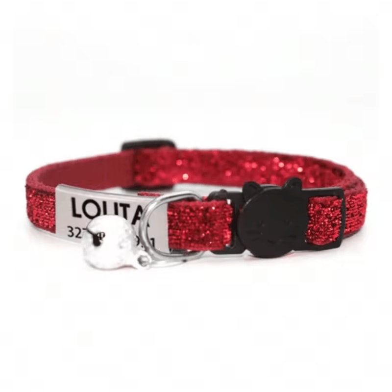 SparkleSafe Personalized Glitter Cat Collar Custom Engraved Breakaway Collar With Bell 10