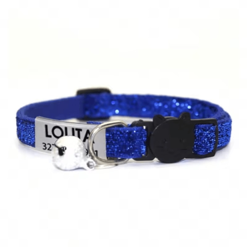SparkleSafe Personalized Glitter Cat Collar Custom Engraved Breakaway Collar With Bell 11