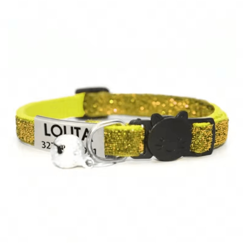 SparkleSafe Personalized Glitter Cat Collar Custom Engraved Breakaway Collar With Bell 12